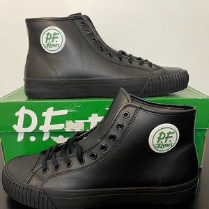 PF Flyers Mens Sandlot Center Hi Sz 13W - 11.5M Black Canvas High Top Shoes